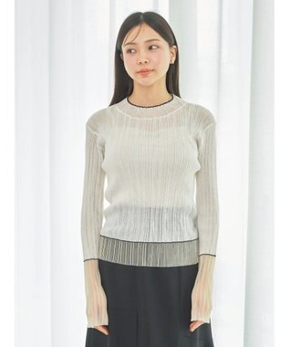 earth music&ecology シアー配色リブプルオーバー White