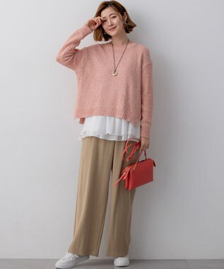 23区 L 【先行予約】コットンコードミックス クロップド ニット アプリコットミックス