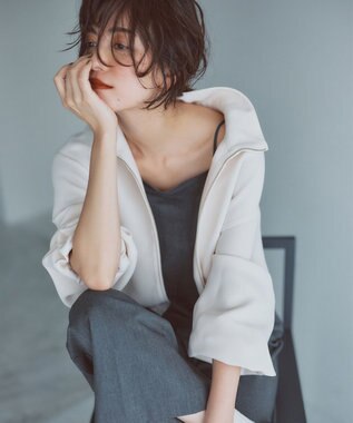 uncrave 【防シワ・洗濯機洗い可】ウォッシャブルダブルクロス トラックジャケット（uncrave STANDARD） エクリュ