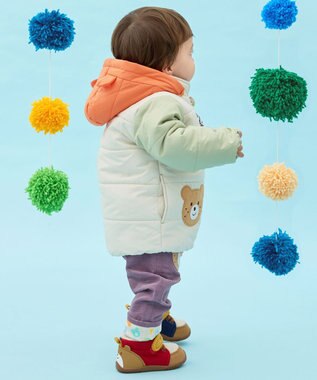 MIKI HOUSE HOT BISCUITS 【80-120cm】くまみみ付き 中綿ジャンパー アイボリー