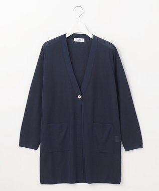 J.PRESS LADIES L 【洗える】Vis/Peスパーク ミディ丈 カーディガン ネイビー系