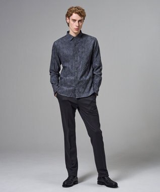 JOSEPH HOMME アブストラクトジャガードストレッチ　レギュラーカラーシャツ グレー系