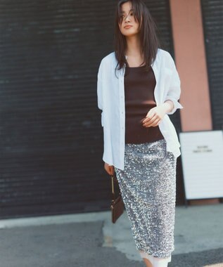 23区 【洗える】LIBECO バンドカラー シャツ ホワイト