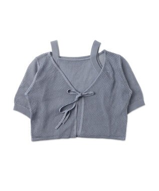 WEGO 【２点セット】半袖メッシュアンサンブルカーデ サックス