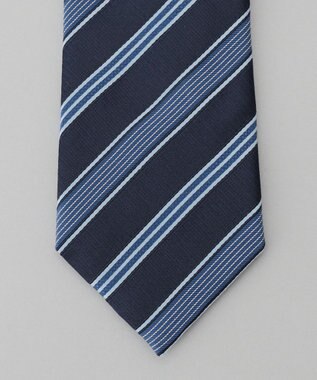 GOTAIRIKU 【日本製】シルク ネクタイ_ストライプ ネイビー系2