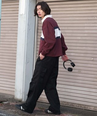 WEGO 【ユニセックス着用ITEM】ステッチロゴラガーシャツ ワイン