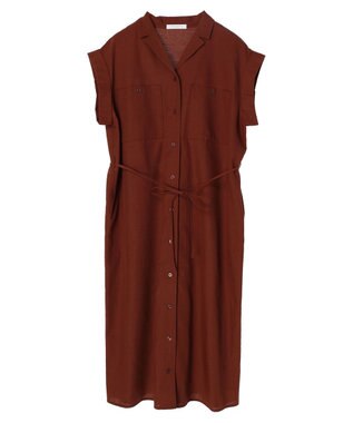 Green Parks 綿麻混開襟ワンピース Terracotta