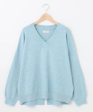 SHARE PARK LADIES ソフトタッチＶネックニット スカイブルー