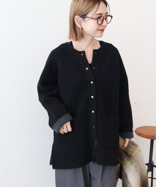 AMERICAN HOLIC Wフェイスラグランニットコーディガン Black