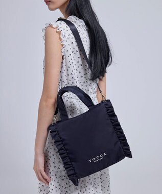 TOCCA 【美人百花掲載】【一部カラー撥水】TRIM WAVES MINITOTE ミニトートバッグ ネイビー系