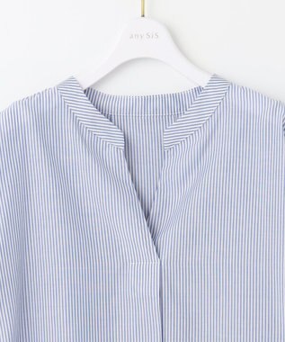 ANY SIS 【洗える】スキッパーイージー シャツ ブルーストライプ