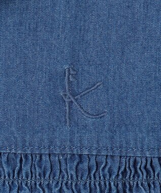 組曲 KIDS 【150-160㎝】 フラワーボタンデニムワンピース ネイビー