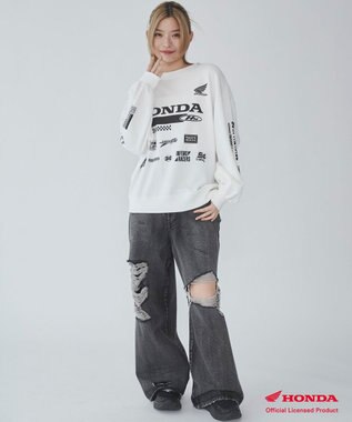 WEGO 別注Hondaプルオーバービッグスウェット ホワイト