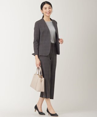 ANY SIS S 【シリーズ累計7万本突破！】サーモ2WAYストレッチ ワイドパンツ グレーグレンチェック