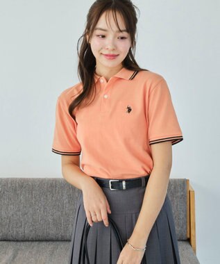 WEGO 【ユニセックス着用ITEM/SMLサイズ展開】別注USPOLOラインポロシャツ オレンジ