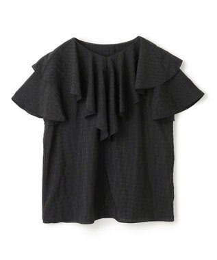 UNFILO ライトシアー ラッフルブラウス モノトーンチェック