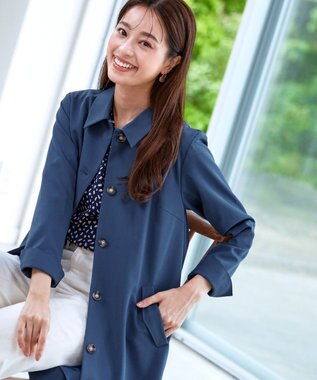 Tiaclasse 【洗える】ステンカラーコート ブルー