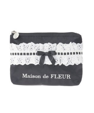 Maison de FLEUR コットンフリルポーチ Black
