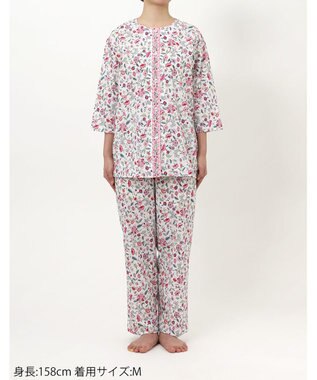 WACOAL ワコール_リラックス＆スリープ パジャマ 7分袖 長袖 長ズボン 綿100%(本体) ミントン レディース NDT255 /ワコール ピンク