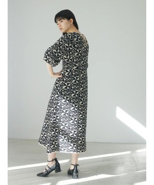 Green Parks ａ．ニットジャガード柄ワンピース Black