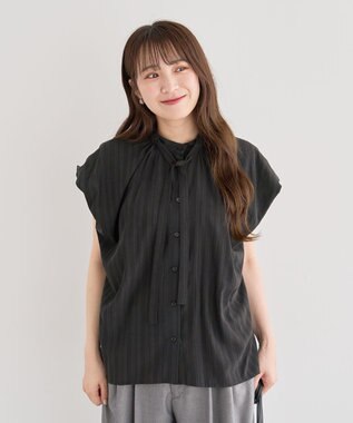 Green Parks ・ＥＬＥＮＣＡＲＥ　ＤＵＥ　ボウタイフレンチブラウス Black