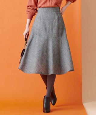 ANY SIS L 【美人百花11月号掲載】アシンメトリーマーメイドフレア スカート 白黒ツイード