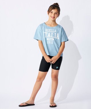 OP／FILA 【FILA】スクール水着 水陸両用Tシャツ付き 捲れ防止タンキニ サックス