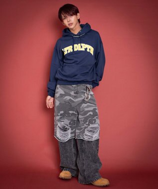 WEGO 【ユニセックス着用ITEM/MLサイズ展開】カレッジプルパーカー ネイビー