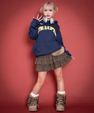 WEGO 【ユニセックス着用ITEM/MLサイズ展開】カレッジプルパーカー ネイビー