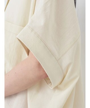 earth music&ecology 配色ステッチＢＩＧシャツ Ivory