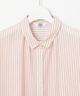 J.PRESS LADIES S 【洗える・接触冷感】ドビー強撚ストライプ シャツ ブラウス オフ×ピンク×ネイビー系