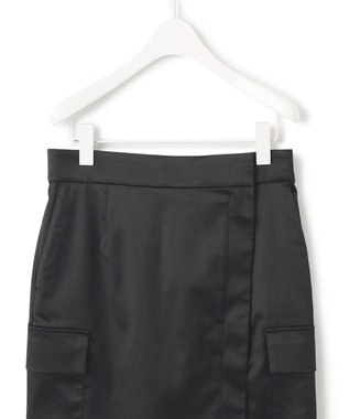 ICB 【洗える】 ハイマルチストレッチサテン スカート ブラック系