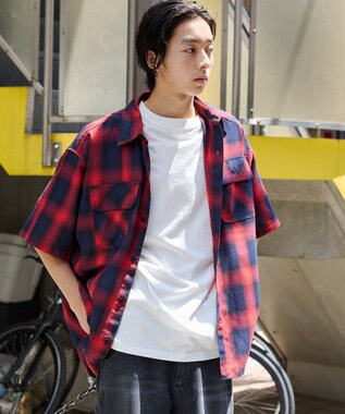 WEGO 【ユニセックス着用ITEM/SMLサイズ展開】オンブレチェックシャツ（SS） 柄6