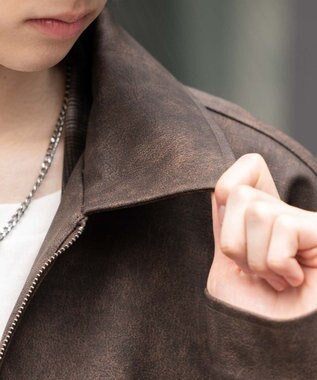 WEGO 【25年秋冬新作/ユニセックス着用ITEM/SMLサイズ展開】PUダブルZIPフライトブルゾン ブラウンその他