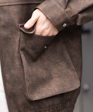 WEGO 【25年秋冬新作/ユニセックス着用ITEM/SMLサイズ展開】PUダブルZIPフライトブルゾン ブラウンその他