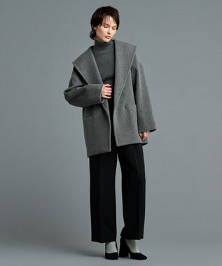 uncrave 【防しわ・UVカット・洗濯機洗い可】バルキーツイル ワイドパンツ(サスペンダー付き)（uncrave STANDARD） ブラック