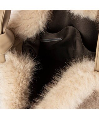 UNBILLION カシュカシュ cachecache / リボンワンハンドルミンク風エコファートート アイボリー