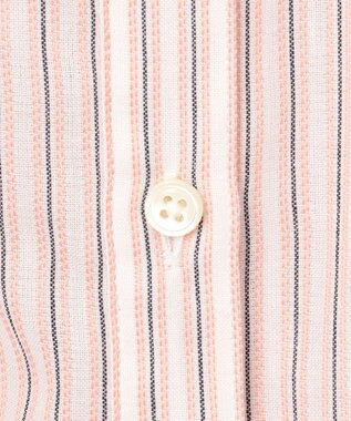 J.PRESS LADIES S 【洗える・接触冷感】ドビー強撚ストライプ シャツ ブラウス オフ×ピンク×ネイビー系