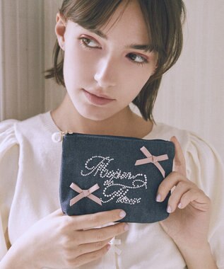 Maison de FLEUR ラインストーンデニムポーチ