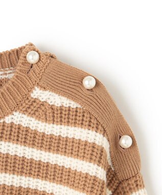 BEIGE， PONT NEUF/ ボーダーニットトップス Camel×Ecru