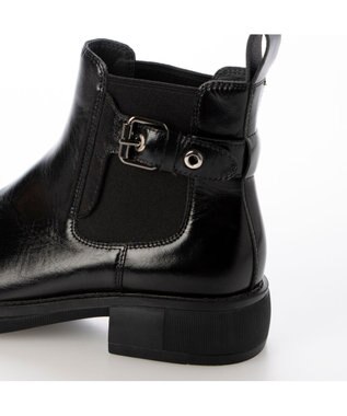 MODE ET JACOMO <carino>本革サイドゴアベルテッドショートブーツ ブラック