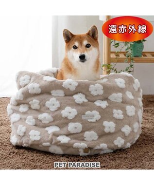  ペットパラダイス ボア 寝袋 筒型《お花柄》L  中型犬