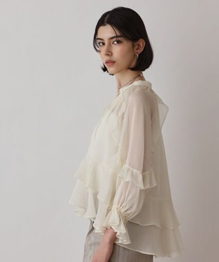GRACE CONTINENTAL シフォンフレアブラウス キナリ