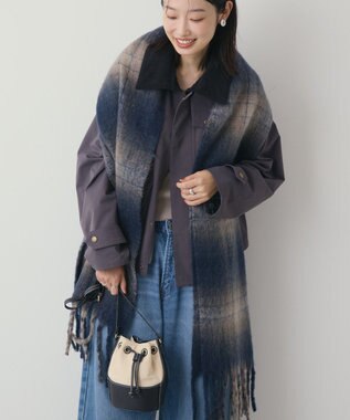 AMERICAN HOLIC チェックシャギーマフラー Navy