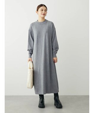 Green Parks もちやわ　ハイゲージニットワンピース Dark Gray Mixture