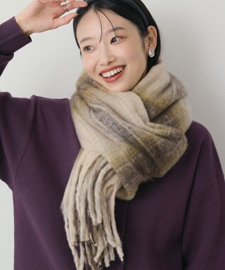 AMERICAN HOLIC チェックシャギーマフラー Brown