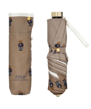 MOONBAT POLO RALPH LAUREN 折りたたみ傘 FLAG BEAR ツイル ベージュ