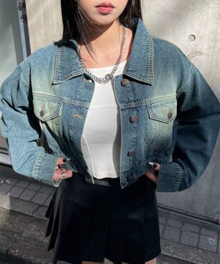 WEGO ヴィンテージウォッシュショートデニムジャケット デニム中濃加工色