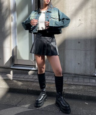 WEGO ヴィンテージウォッシュショートデニムジャケット デニム中濃加工色