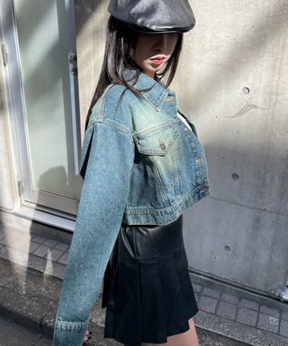 WEGO ヴィンテージウォッシュショートデニムジャケット デニム中濃加工色